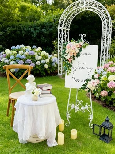 Odouzy Pack of 2 Wedding Arch, Artificial Flowers, Wedding Decor，Flower Garland Be Suited to Banquet, Party, Reception Entrance Welcome Sign and Background Decoration (Light Pink) - Image 3