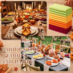 Preboun 24 Pcs Fall Harvest Cloth Napkins 19"x19" with Napkin Rings - Image 5