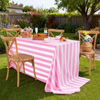 Fanqisi 2 Packs Pink and White Striped Table Cloth 57 x 120 Inches Valentines Day Tablecloth Rectangle Waterproof Tablecloths for Wedding Birthday Outdoor Picnic Party Decoration - Image 6