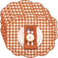 Fall Placemat Set of 6 Cotton Scalloped Gingham Placemat, Orange, 17" x 13" by Breling