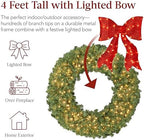 Best Choice Products 48in Large Artificial Pre-Lit Fir Christmas Wreath Holiday Accent Decoration for Door, Mantel w/Red Lighted Bow, 250 LED Lights, 714 PVC Tips, Power Plug-in - Image 3