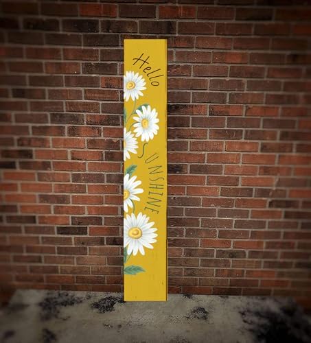 Hello Sunshine Welcome Sign for Front Door Outdoor Porch Sign Home Decor Porch Standing Welcome Yard Sign Wood Door Sign Tall Summer Welcome Garden Sign Seasonal Wall Decorations for Outside Patio - Image 3