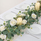 TOCHGREEN 4PCS Artificial Eucalyptus Flower Garland with White Rose Flowers - Image 2