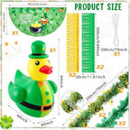 Hungdao St Patrick's Day Golf Cart Decorations Kit 4ft Inflatable Duck Blow up Kit Shamrock Car Decorations with Tinsel Garlands Fan Flag for Parade Outdoor Yard Party - Image 2