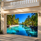 Garage Door Banner Cover 6x13 ft, Tropical Beach Palm Tree Garage Door Background, Large Outdoor Backyard Summer Decoration - Image 5