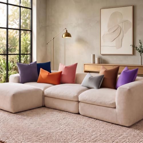 JUSPURBET 28x28 Euro Velvet Throw Pillow Covers Set of 2,Coral - Image 3