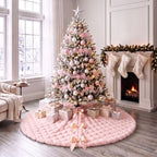 JOVIPOP Christmas Tree Skirt, 48-Inch Baby Pink Faux Fur Decor - Image 6