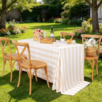 2Pack 57x120 Inch Beige and White Striped Tablecloth Waterproof Table Cloth - Image 5