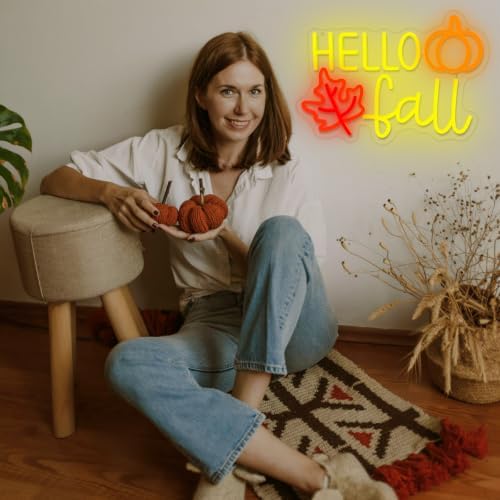 Hello Fall Neon Sign Dimmable Autumn Neon Led Lights with Maple Leaf - Image 4