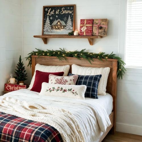 Artificial Christmas Pine Garland with Lights, 6 FT Faux Evergreen Garland with 9 Pine Cones and 9 Red Berries, Holiday Greenery for Mantel, Staircase, Fireplace, Doorway, 1 Piece - Image 5