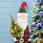 Glitzhome 36" H Lighted Wooden Christmas Santa Porch Sign Standing Porch Decor Rustic Merry Christmas Welcome Sign Holiday Party Outdoor Indoor Xmas Decorations - Image 4