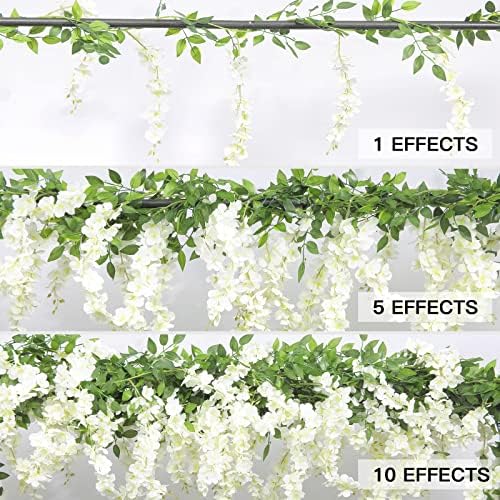 U'Artlines 10Pcs 7.2 Ft/Piece Artificial Wisteria Garland White - Image 4