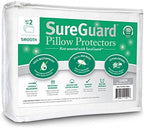 Set of 2 Queen Size SureGuard Pillow Protectors - 100% Waterproof, Bed Bug Proof, Hypoallergenic - Premium Zippered Cotton Covers - Smooth by SureGuardMattressProtectors