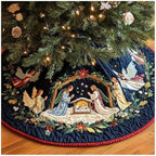Christmas Tree Skirt Vintage Quilted Applique 36/48/72 Inch Holiday Decor (Blue,Large) by FRZTOUR