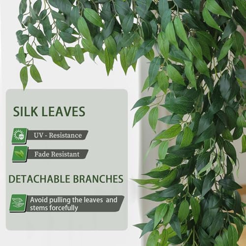 mizii Artificial Vines Garland 10 Feet Faux Italian Ruscus Vine Greenery Garland Silk Green Leaves Decoration Fake Plants Greenery for Table Centerpieces Home Room Wall Wedding Arch Decor (10 feet) - Image 5