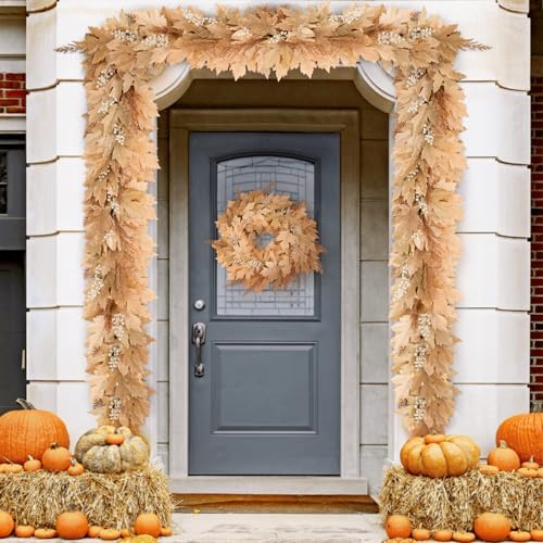 Fall Decorations for Home, 6Ft Artificial Berry Cypress Leaves Fall Garland - Image 6