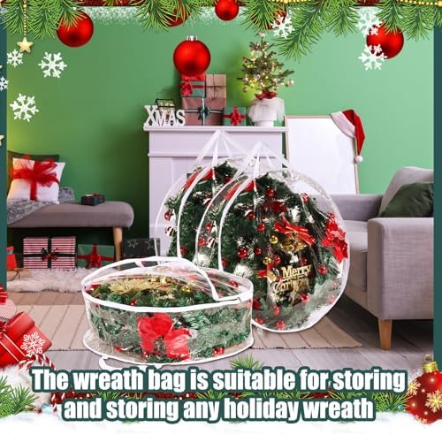 Shappy 6 Pcs 36 Inch Clear Wreath Storage Bags PVC Waterproof, White - Image 6