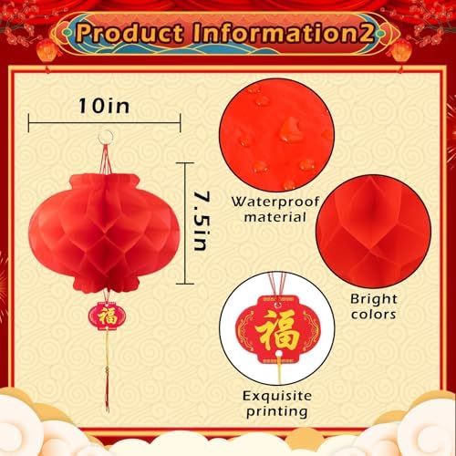 23Pcs Chinese Decorations for Party with 2 3D Dragons & 20 Red Lanterns - Image 5