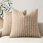 Foindtower Decorative Striped Boucle Throw Pillow Covers 22x22 Inch Camel by Foindtower