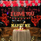 Marry Me Light Up Letters Proposal Decorations, 7Pcs 8.5" Marry Me Sign, 24Pcs Flameless Candles 2000Pcs Red Fake Rose Petals 8Pcs I Love You Letter Balloons 55Pcs Latex Heart Balloon Valentine's Day - Image 5