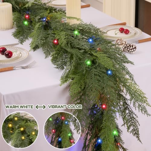 12FT 1Pcs Prelit Realistic Faux Pine Cedar Garland for Christmas Decor Home - Image 4