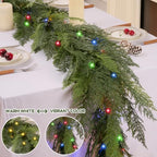 9 FT 2Pcs Prelit Realistic Faux Pine Cedar Garland for Christmas Decor Home - Image 3