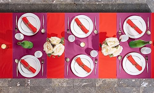 Disposable Table Runner for Dining Table, 16" 20-Pack Linen-Like Fuchsia Paper Table Runners for Party, Wedding Or Event - Image 5