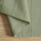 ZeeMart Linen Checked Farmhouse Placemats Set of 6, Sage Green 13x19in - Image 3