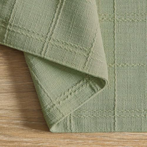 ZeeMart Linen Checked Farmhouse Placemats Set of 6, Sage Green 13x19in - Image 3