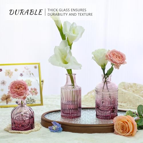 SUPMIND Glass Bud Vases Set, 12pcs Purple Small Flower Vases in Bulk - Image 5