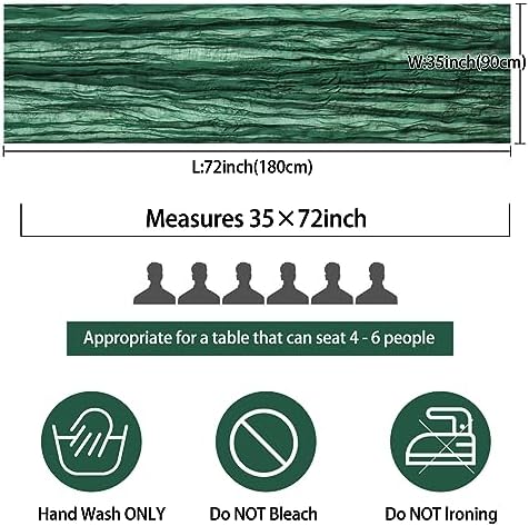 35x72 Inch Dark Green Cheesecloth Table Runner Wedding Holiday Decor - Image 2
