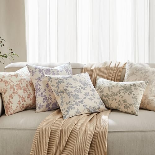 2 Pack French Floral Throw Pillow Covers 24x24in, Grey/Cream - Image 7