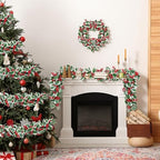 MAKHOT 6Ft Eucalyptus Garland, Green Leaves Wreath Vines Garlands Decorations, Artificial Red Berry Garland for Fireplace Gate Mantle Table Home Party Decor（2PCS - Image 5