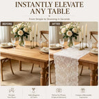 6 Pcs White Lace Table Runner 30x120 Inch Boho Lace Tablecloth - Image 5