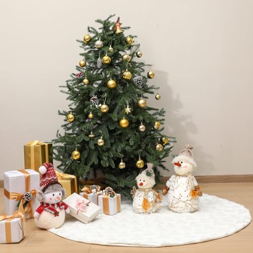 Civaner 48in White Tree Christmas Tree Skirt Faux Fur - Image 3