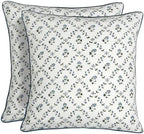Ridhi Block Print Powder Blue Pillow Cover 18" x 18" (Pack of 2) Decorative Couch Pillows for Living Room, Farmhouse Chic Boho Cute Outdoor Pillows Covers Gifts for Spring, Mother's Day by Ridhi