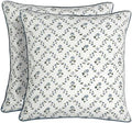 Ridhi Block Print Powder Blue Pillow Cover 24" x 24" (Pack of 2) Decorative Couch Pillows for Living Room, Farmhouse Chic Boho Cute Outdoor Pillows Covers Gifts for Spring, Mother's Day by Ridhi