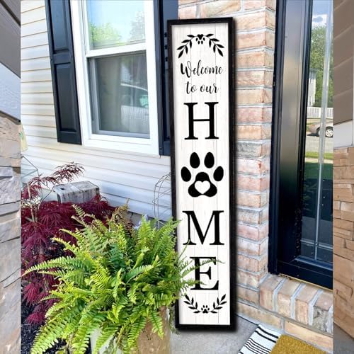 Surfapans Welcome To Our Home Sign for Front Porch Standing Black by Surfapans