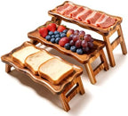 3 Tiered Serving Tray for Party Acacia Wood Foldable Tiered Tray Stand by BOYMCOWBOYHOMEDECOR