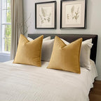 MIULEE Pack of 2 Gold Euro Shams Chenille Pillow Covers 24x24 Inch - Image 5