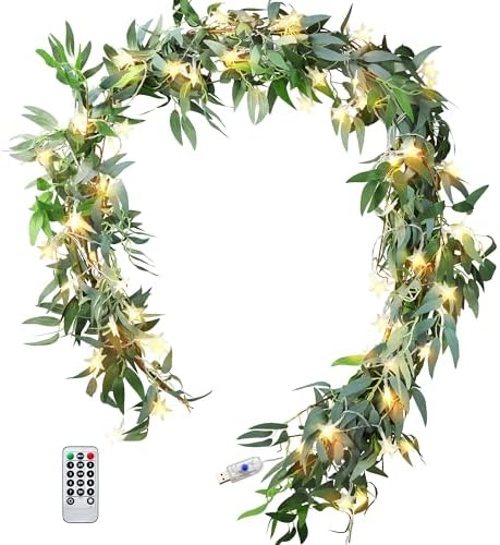 Enchanting Decor: Pair of Flexible Rustic Willow Garlands Adorned with 33 Feet Starry String Lights (USB Operated) by FiveSeasonStuff Floral by FiveSeasonStuff