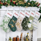 GEXWORLDWIDE GEX New Personalized Christmas Stockings 6 Pack Embroidery Custom Name for Family 20" Large Farmhouse Stockings Green Plush Felt Sequins Fireplace Decorations Hanging Ornament (6 Pack) - Image 2