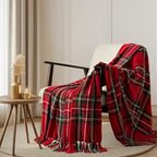 EverGrace Chenille Christmas Throw Blanket, 50"x60", Red Stewart Plaid by EVERGRACE