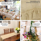 Efavormart 5 PCS Natural Ruffled Burlap Rustic Table Runner | Jute Linen Tabletop Decor | 14"x108" - Image 4