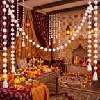 Yalikop 10 Pcs Pom Pom Garland 5 ft Diwali Party, White - Image 5