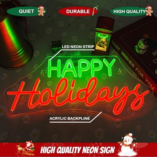 Horseneon Red Happy Holidays Neon Sign Merry Christmas Neon Sign for Party - Image 2