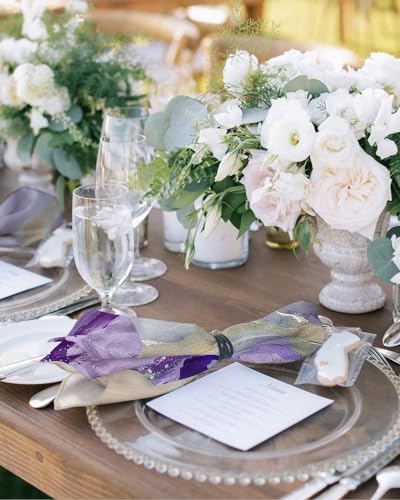 Purple Coastal Cloth Napkins Set of 8, Holiday Napkins for Baby Shower, Spring Summer Ocean Beach Nautical Sea Wave Washable Reusable Dinner Napkins for Cocktail Wedding Party, 20 x 20 Inch - Image 2