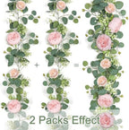 Artificial Eucalyptus Flower Garlands, Light Pink, 4PCS - Image 4