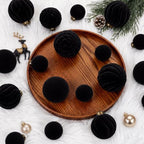 XmasExp 36PCS Velvet Christmas Ornaments Set Mixed Flocked Balls Ornaments Shatterproof Christmas Tree Decorations for Holiday,Party,Home（Black） - Image 4