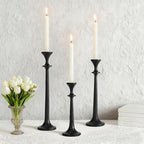 Black Taper Candle Holders Set of 3 Heavy Cast Iron Black Candlestick Holder for Table Centerpiece Modern Decorative Tapered Candle Stand Tall Set for Home Decor Fireplace Wedding Halloween Christmas by Novyxis